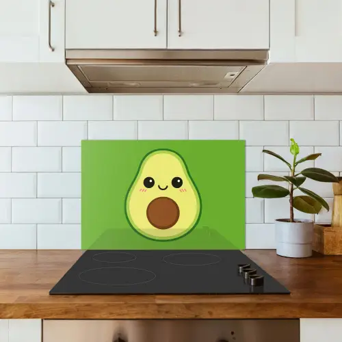 Avocado - Groen - Speels keuken achterwand spatscherm klein -sfeer2