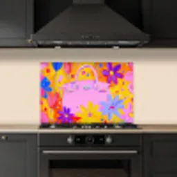 Tas - Roze - Bloemen keuken achterwand spatscherm klein -sfeer1