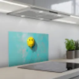 Ballon - Geel - Smiley keuken achterwand spatscherm klein -3d_schuin