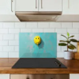 Ballon - Geel - Smiley keuken achterwand spatscherm klein -sfeer2