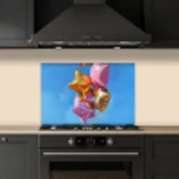 Ballonnen - Goud - Stervorm - Roze keuken achterwand spatscherm klein -sfeer1