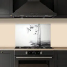 Bamboestammen - Water - Minimalistisch - Wit keuken achterwand spatscherm klein -sfeer1