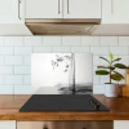 Bamboestammen - Water - Minimalistisch - Wit keuken achterwand spatscherm klein -sfeer2