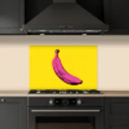 Banaan - Grafisch - Geel keuken achterwand spatscherm klein -sfeer1