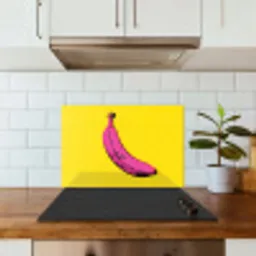 Banaan - Grafisch - Geel keuken achterwand spatscherm klein -sfeer2