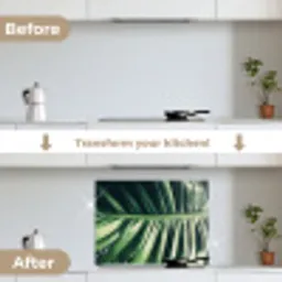 Bananenblad - Tropisch - Jungle - Bladeren keuken achterwand spatscherm middel -voor_na_EN