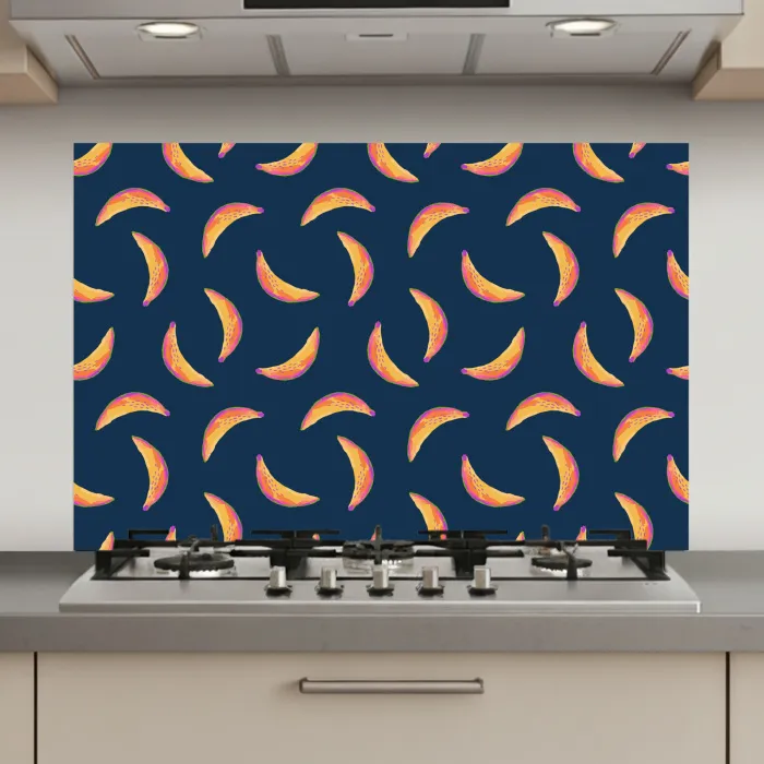 Banaan - Tropisch - Blauw - Patroon keuken achterwand spatscherm klein 900 -3d_website