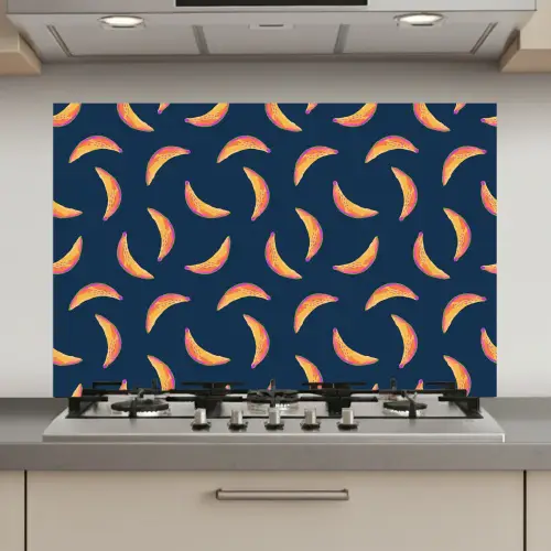 Banaan - Tropisch - Blauw - Patroon keuken achterwand spatscherm klein 900 -3d_website