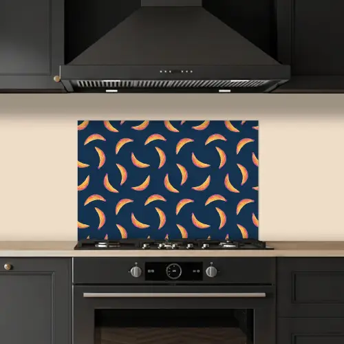 Banaan - Tropisch - Blauw - Patroon keuken achterwand spatscherm klein 900 -sfeer1