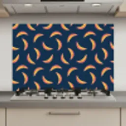 Banaan - Tropisch - Blauw - Patroon keuken achterwand spatscherm klein 900 -3d_website