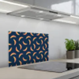 Banaan - Tropisch - Blauw - Patroon keuken achterwand spatscherm klein 900 -3d_schuin