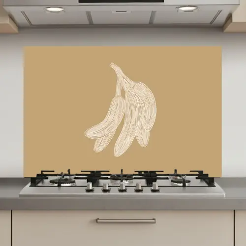 Bananen - Beige - Lijntekening - Minimalistisch keuken achterwand spatscherm klein -3d_website