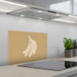 Bananen - Beige - Lijntekening - Minimalistisch keuken achterwand spatscherm klein -3d_schuin