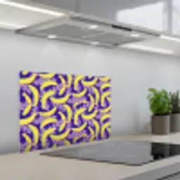 Bananen - Bladeren - Paars keuken achterwand spatscherm klein 900 -3d_schuin