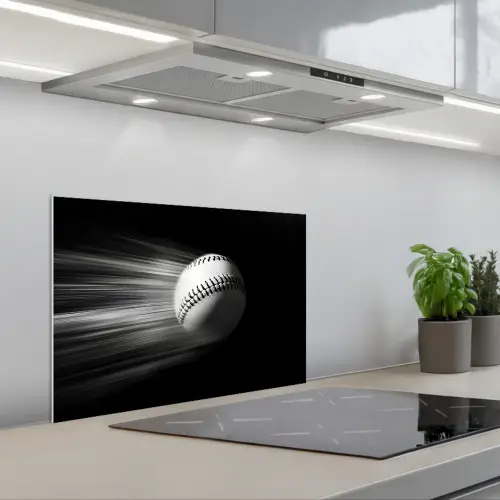Honkbal - Wit - Vliegt keuken achterwand spatscherm klein -3d_schuin