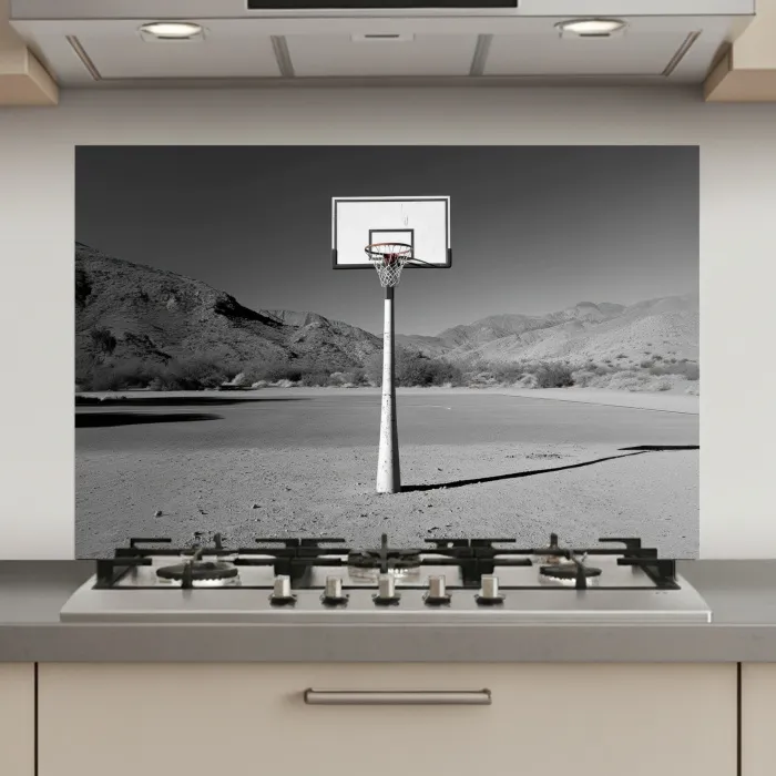 Basketbalpaal - Landschap - Zand - Wit keuken achterwand spatscherm klein -3d_website