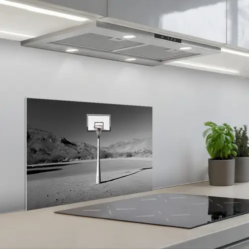 Basketbalpaal - Landschap - Zand - Wit keuken achterwand spatscherm klein -3d_schuin
