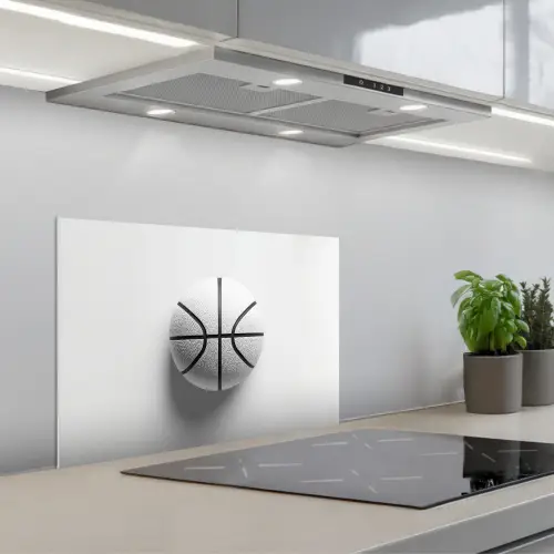 Basketbal - Wit - Schaduw - Lijnen keuken achterwand spatscherm klein -3d_schuin
