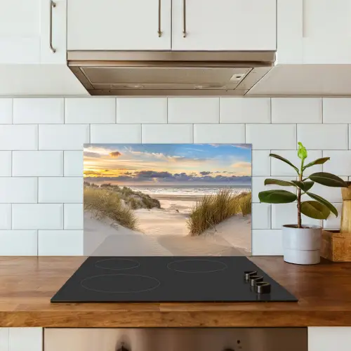 Strand - Duin - Gras - Zonsondergang - Zee keuken achterwand spatscherm klein -sfeer2