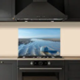 Strand - Schild - Water - Blauw keuken achterwand spatscherm klein -sfeer1