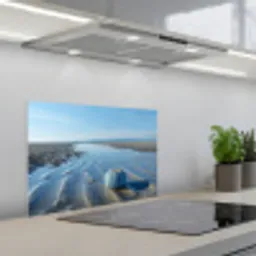 Strand - Schild - Water - Blauw keuken achterwand spatscherm klein -3d_schuin