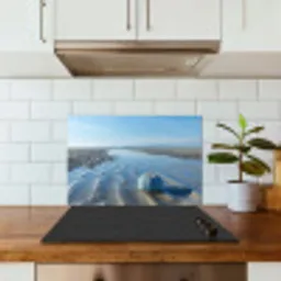 Strand - Schild - Water - Blauw keuken achterwand spatscherm klein -sfeer2