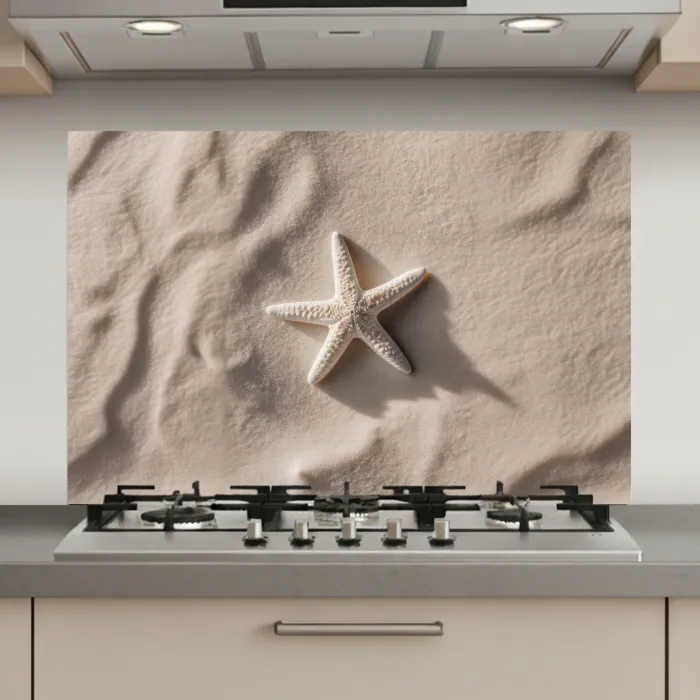 Strand - Zeester - Zand - Beige keuken achterwand spatscherm klein -3d_website