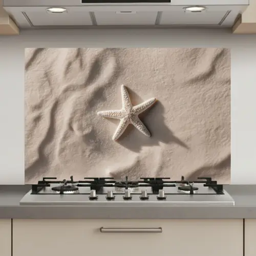 Strand - Zeester - Zand - Beige keuken achterwand spatscherm klein -3d_website