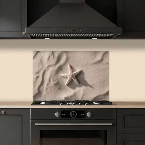 Strand - Zeester - Zand - Beige keuken achterwand spatscherm klein -sfeer1