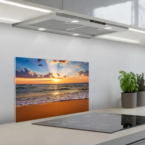 Strand - Zonsondergang - Zee - Wolken - Horizon keuken achterwand spatscherm klein -3d_schuin