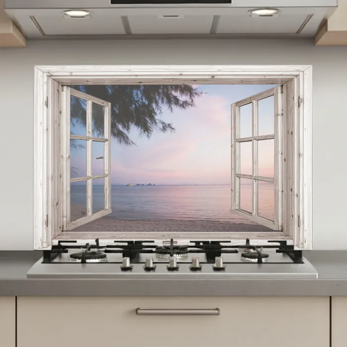 Strandzicht bij de Avondschemering keuken achterwand spatscherm klein -3d_website
