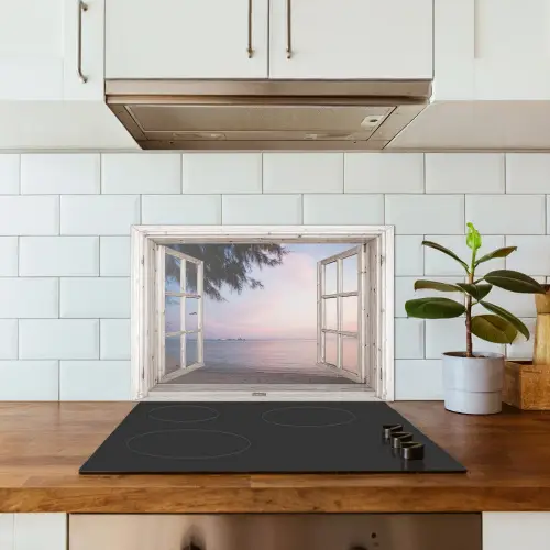 Strandzicht bij de Avondschemering keuken achterwand spatscherm klein -sfeer2