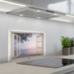 Strandzicht bij de Avondschemering keuken achterwand spatscherm klein -3d_schuin