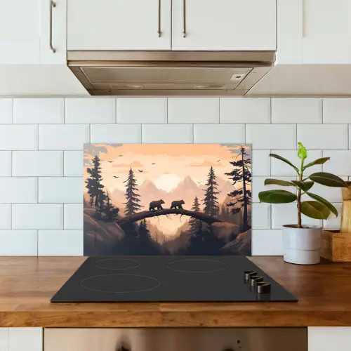 Beren - Bomen - Landschap - Zonsondergang keuken achterwand spatscherm klein -sfeer2