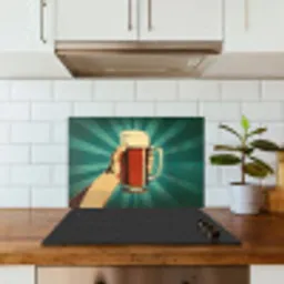 Bierglas - Schuim - Retro - Groen keuken achterwand spatscherm klein -sfeer2