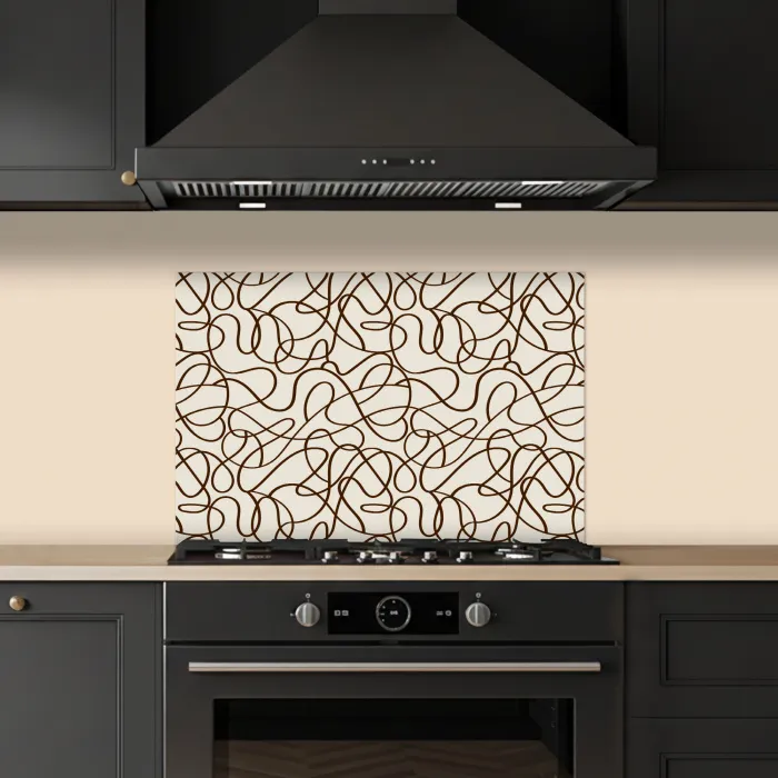 Beige - Lijnen - Donkerbruin keuken achterwand spatscherm klein 900 -sfeer1