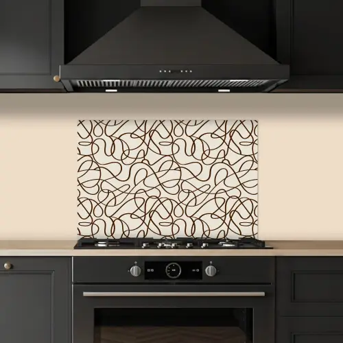 Beige - Lijnen - Donkerbruin keuken achterwand spatscherm klein 900 -sfeer1