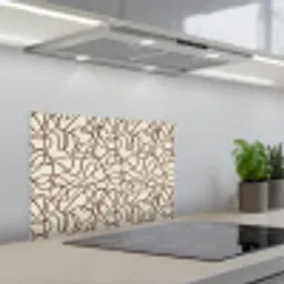 Beige - Lijnen - Donkerbruin keuken achterwand spatscherm klein 900 -3d_schuin