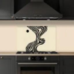 Beige - Lijnen - Golvend -  Abstract keuken achterwand spatscherm klein -sfeer1