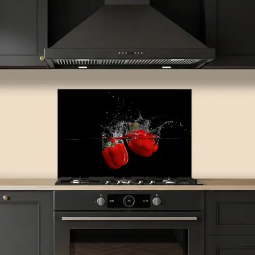 Paprika - Groente - Stilleven - Water - Rood keuken achterwand spatscherm klein -sfeer1