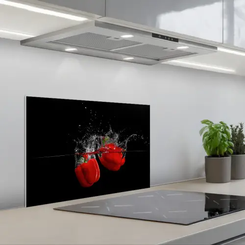 Paprika - Groente - Stilleven - Water - Rood keuken achterwand spatscherm klein -3d_schuin