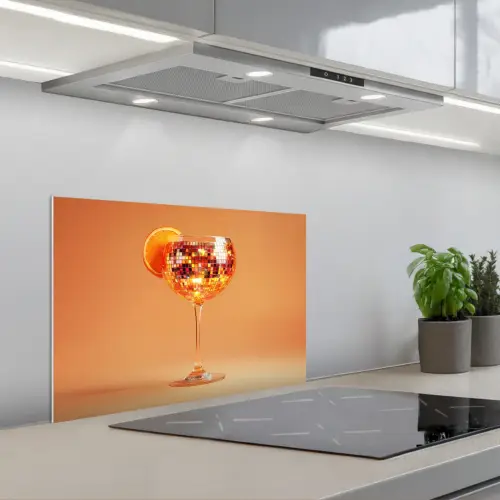 Drank - Oranje - Glitter - Disco keuken achterwand spatscherm klein -3d_schuin