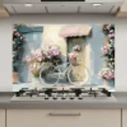 Fiets - Pastelkleuren - Bloemen keuken achterwand spatscherm klein -3d_website
