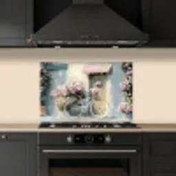 Fiets - Pastelkleuren - Bloemen keuken achterwand spatscherm klein -sfeer1