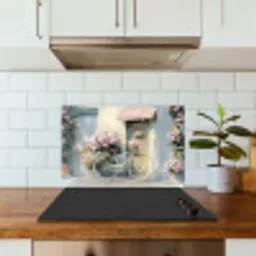 Fiets - Pastelkleuren - Bloemen keuken achterwand spatscherm klein -sfeer2