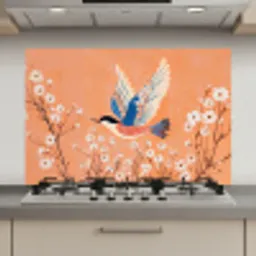 Vogel - Bloesemtakken - Warm - Kleurrijk keuken achterwand spatscherm klein -3d_website
