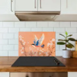 Vogel - Bloesemtakken - Warm - Kleurrijk keuken achterwand spatscherm klein -sfeer2