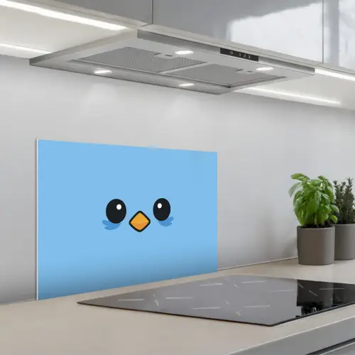 Vogel - Blauw - Eenvoudig keuken achterwand spatscherm klein -3d_schuin