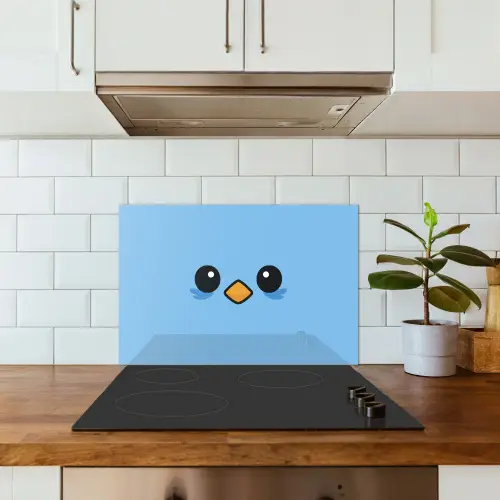 Vogel - Blauw - Eenvoudig keuken achterwand spatscherm klein -sfeer2