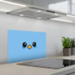 Vogel - Blauw - Eenvoudig keuken achterwand spatscherm klein -3d_schuin